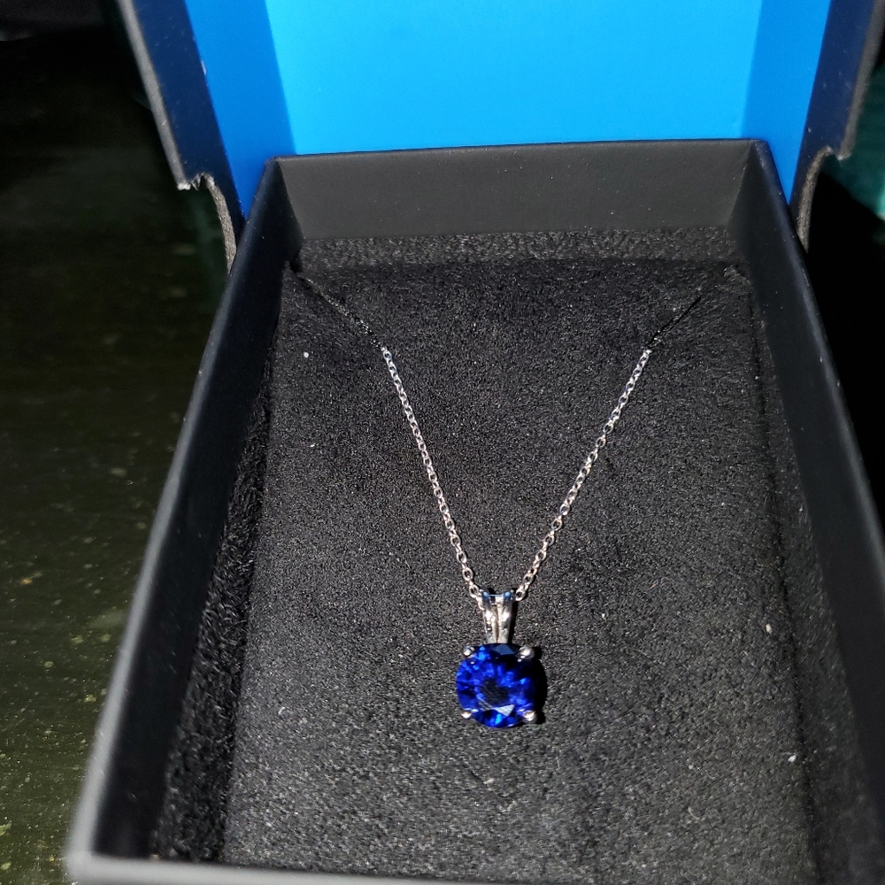 Silver and sapphire necklace